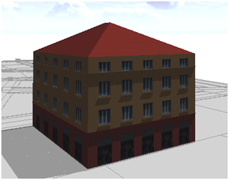 Výsledný model budovy s aplikovanými texturami